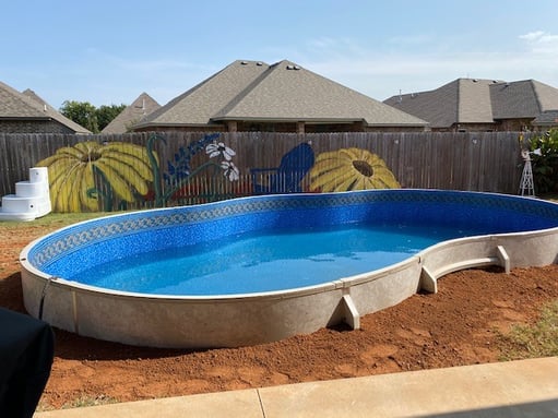 Semi inground swimming pool partially buried pool