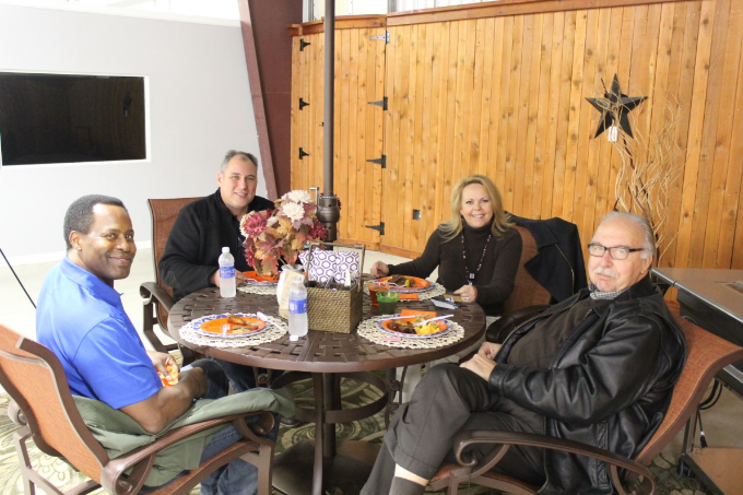 group of people eating at table